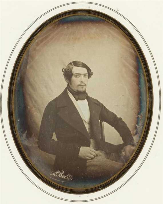 Appraisal: BELLOC Auguste - Portrait of a young man Daguerreotype circa