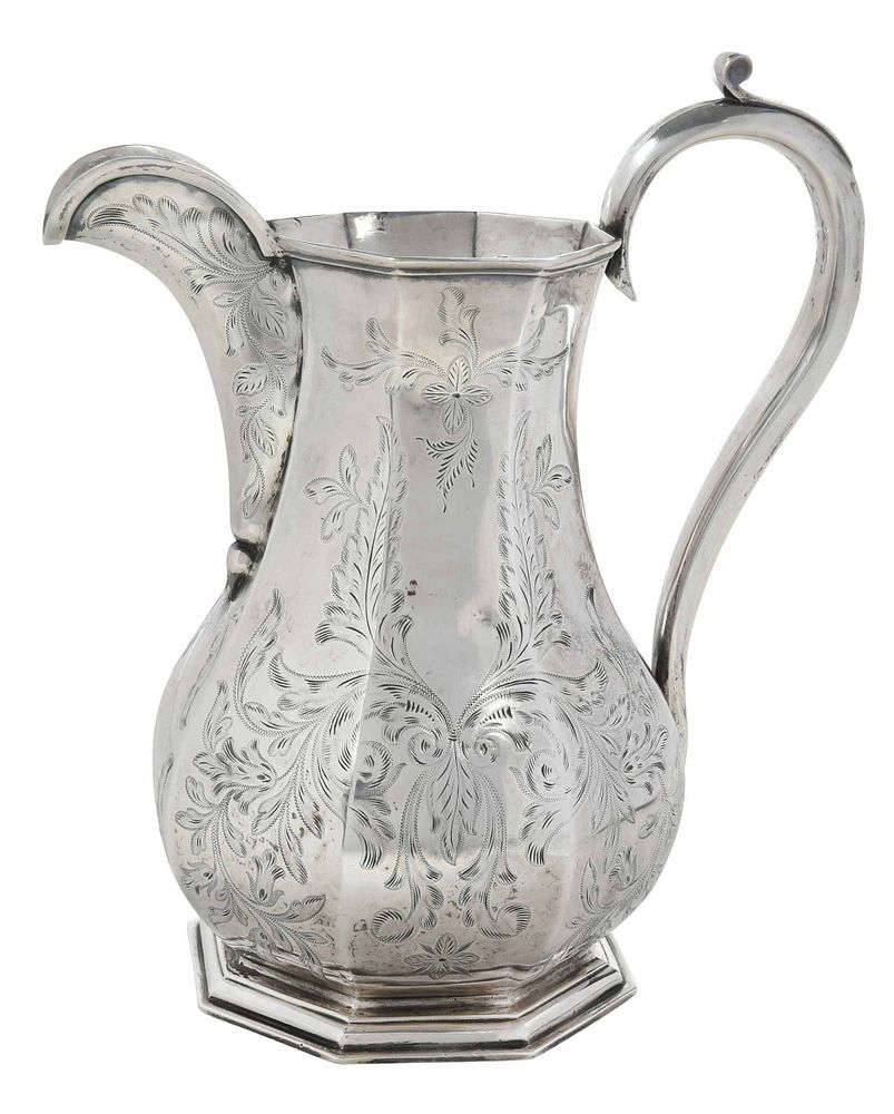 Appraisal: J S Curtis Coin Silver Water Pitcher mid th century