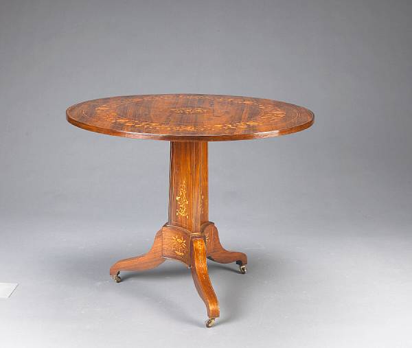 Appraisal: An Italian Neoclassical marquetry and rosewood center table first quarter