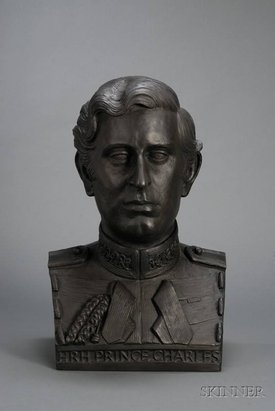 Appraisal: Wedgwood Black Basalt Bust of Prince Charles England modeled by