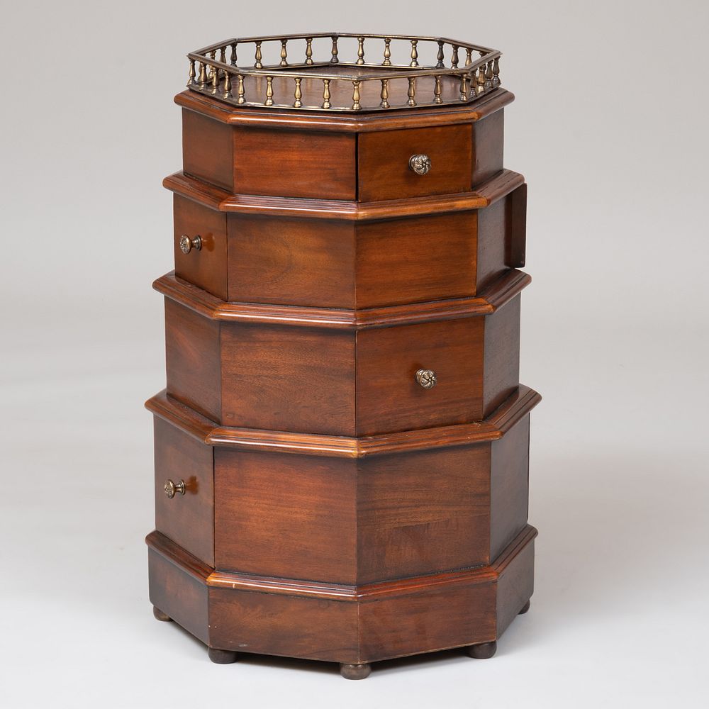 Appraisal: Victorian Style Five-Tier Octagonal-Shaped Mahogany Curio Cabinet of Recent Manufacture