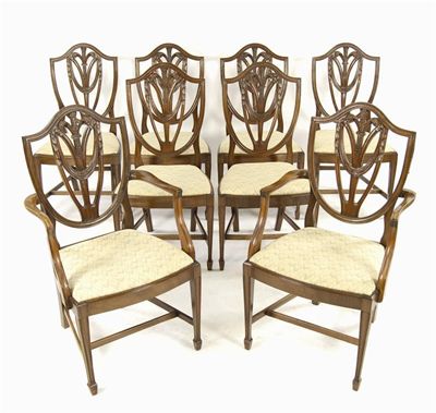 Appraisal: A set of eight mahogany dining chairs with shield shape