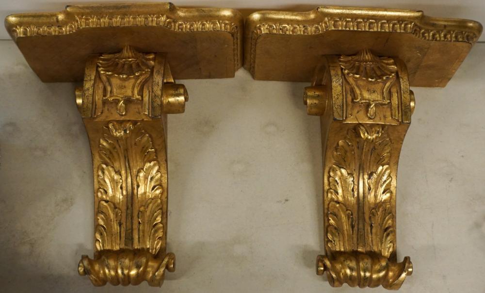 Appraisal: Pair of Louis XV Style Gilt Decorated Carved Wood Wall