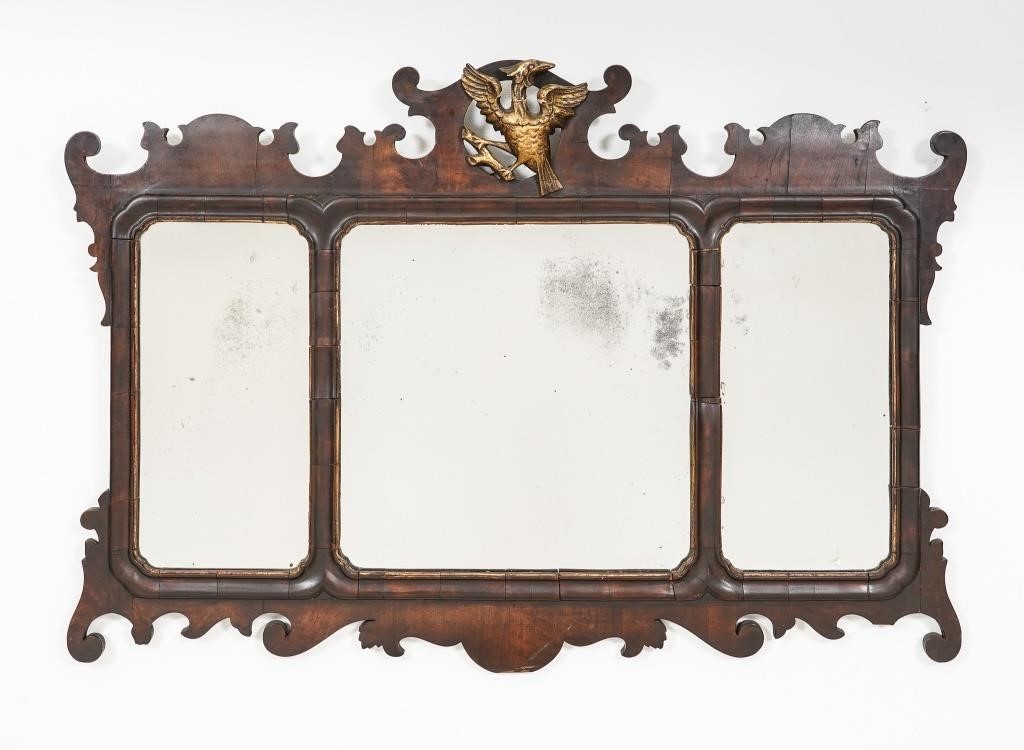 Appraisal: Chippendale style mahogany over mantel mirror late th c with