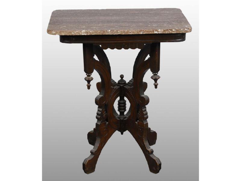 Appraisal: Victorian Marble Top Table Description Brown speckled marble Furniture CategoryCondition