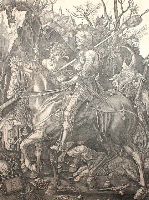 Appraisal: AFTER ALBRECHT DURER'Knight Death and the Devil' engraving x unframed