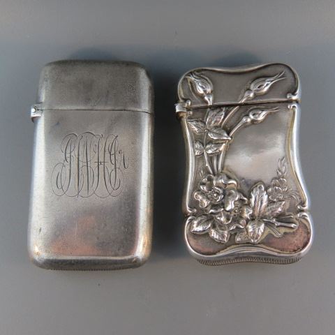 Appraisal: Sterling Silver Match Safes fine floral and plain Gorham