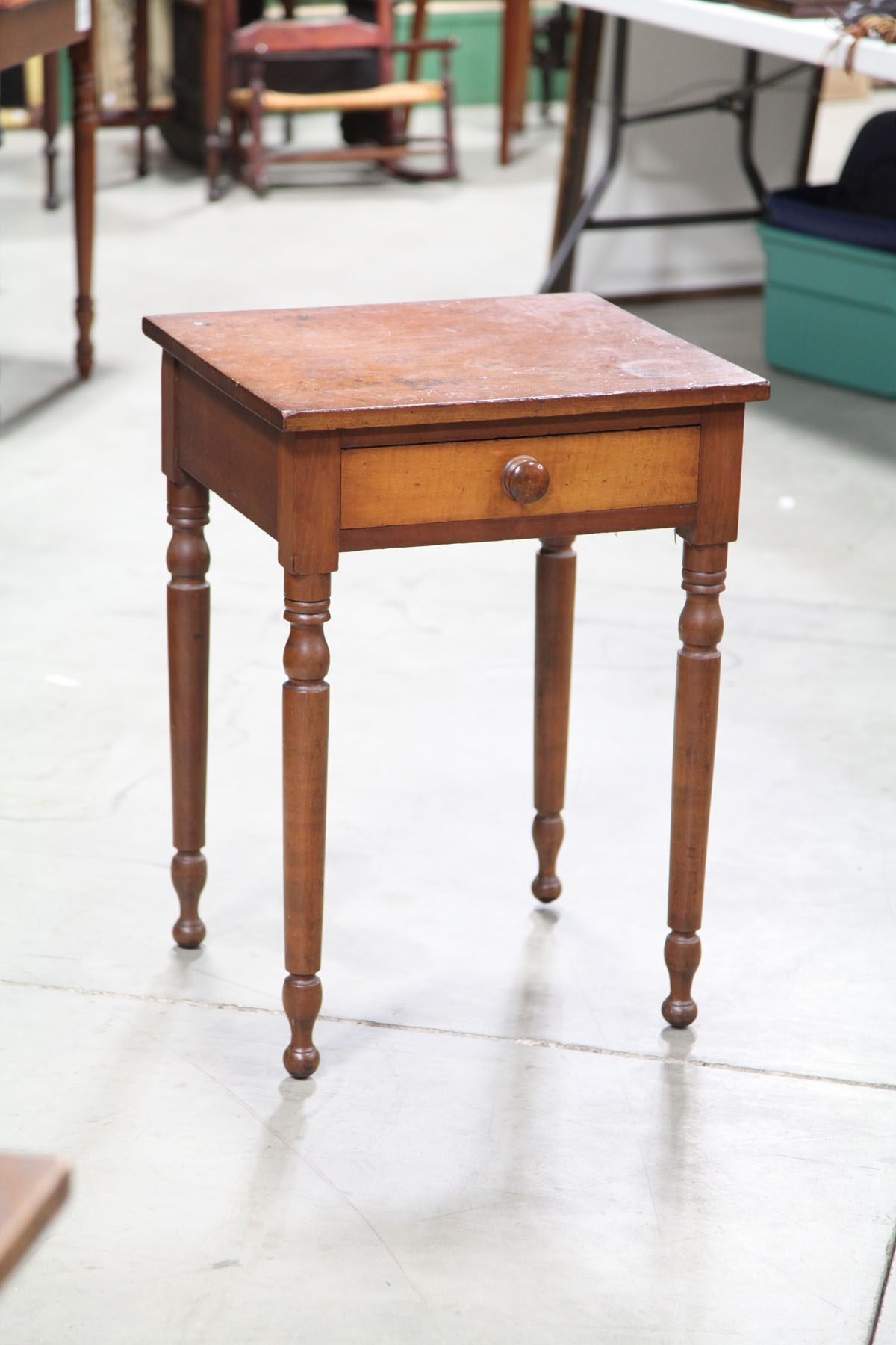 Appraisal: ONE DRAWER STAND American second half th century Walnut stand