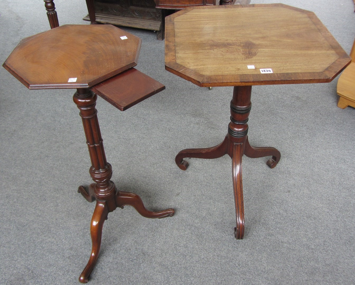 Appraisal: Two early th century mahogany occasional tables each with octagonal