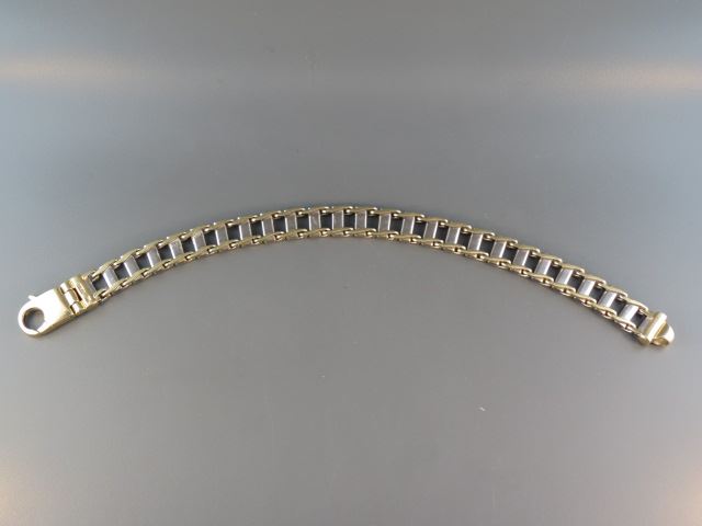 Appraisal: k Gold Man's Bracelet yellow and white gold ladder style