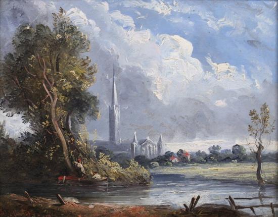 Appraisal: ATTRIBUTED TO JOHN CONSTABLE English - SALISBURY CATHEDRAL bears signature