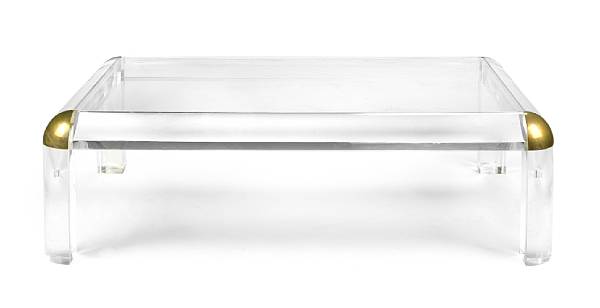 Appraisal: An acrylic and brass coffee table attributed to Karl Springer