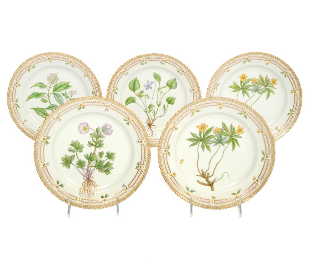 Appraisal: Flora Danica hand painted porcelain salad plates by Royal Copenhagen