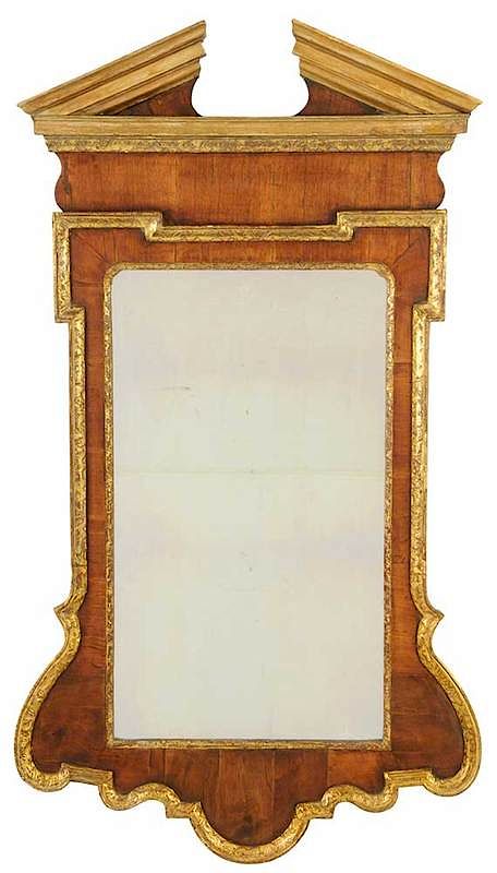 Appraisal: George II Walnut Parcel Gilt Mirror British mid th century