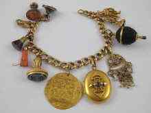 Appraisal: A yellow metal tests ct gold charm bracelet with various