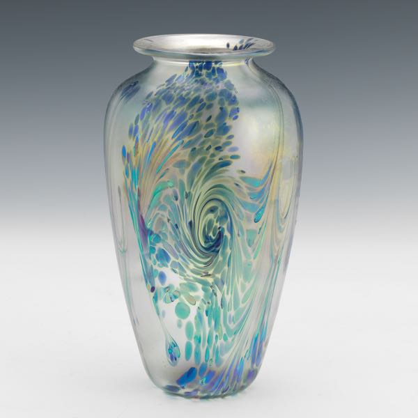 Appraisal: EICKHOLT STUDIO ART GLASS VASE x Signed Eickholt art glass