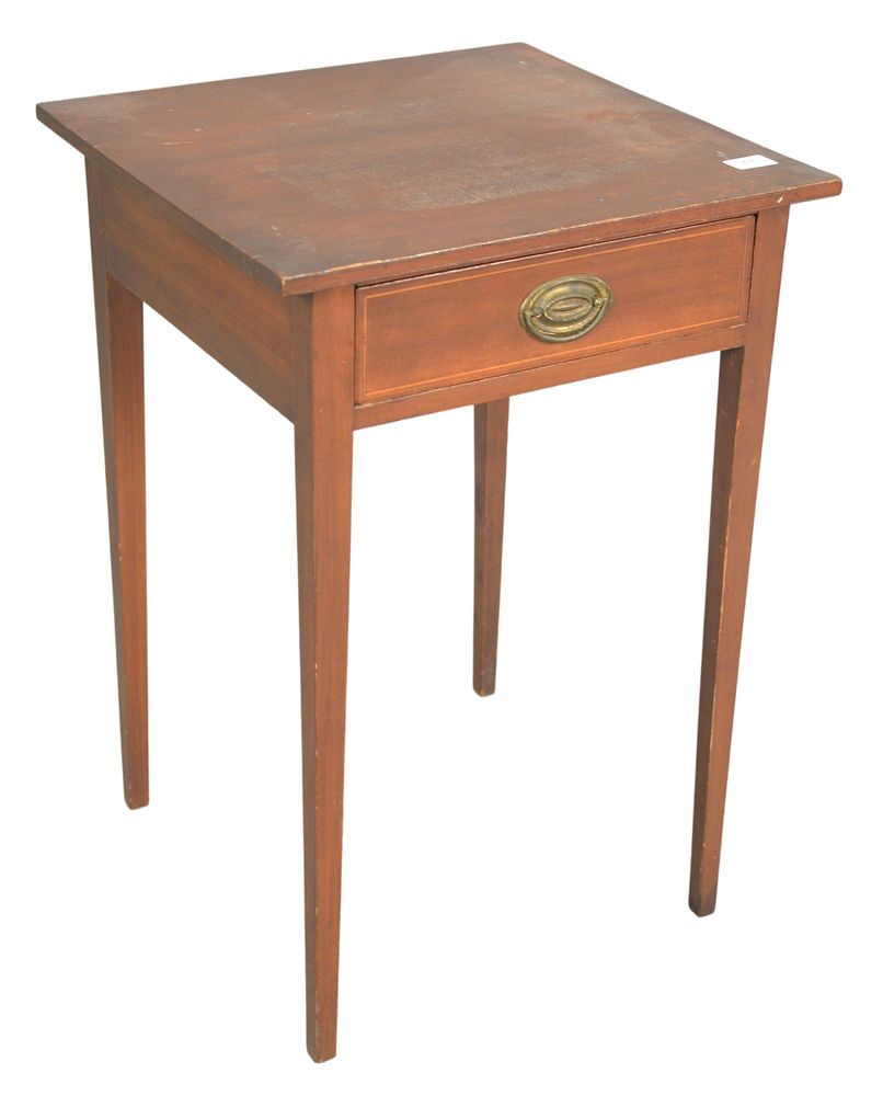 Appraisal: Federal Mahogany One Drawer Stand having inlaid drawer front on