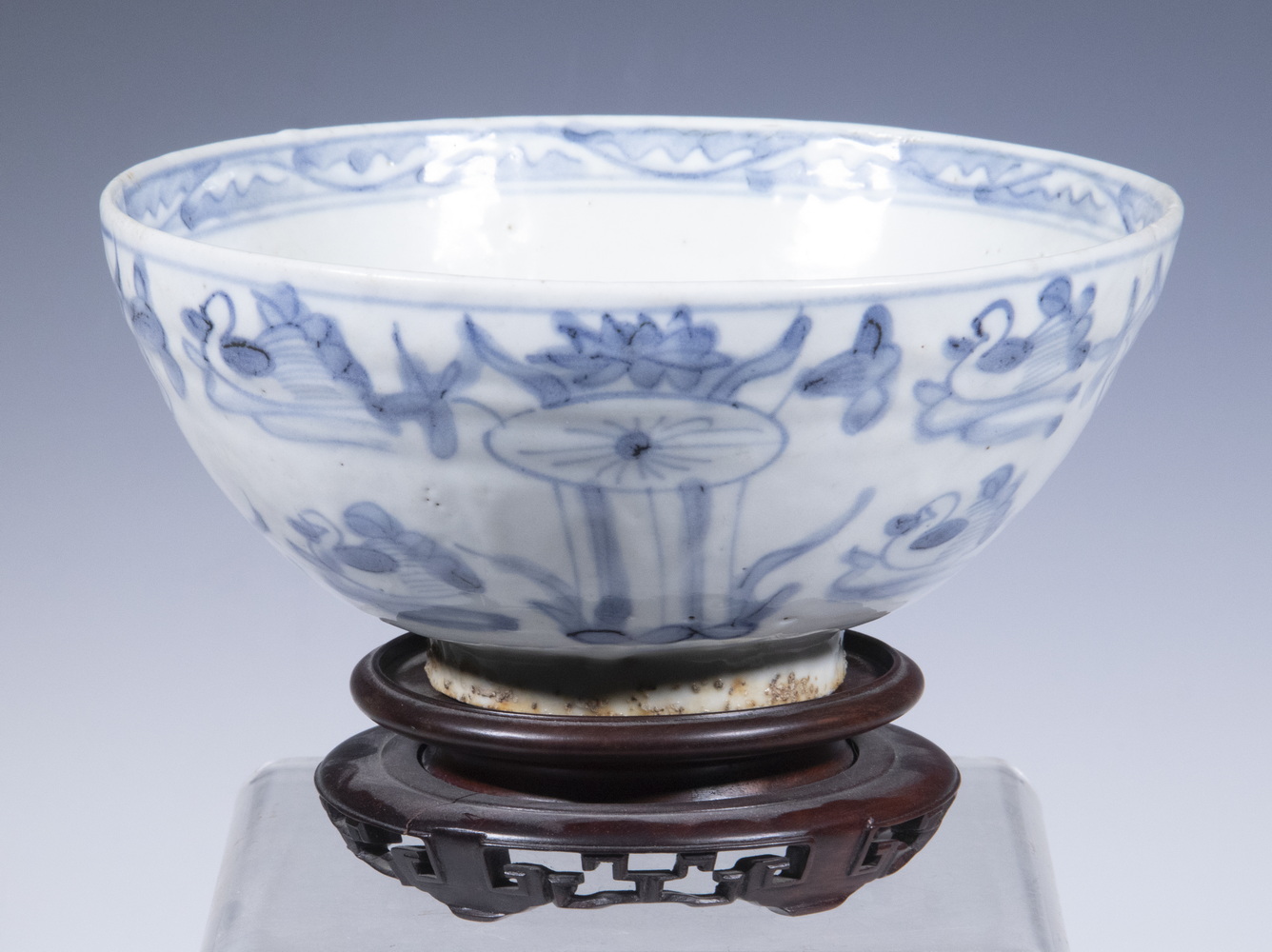 Appraisal: CHINESE QING PORCELAIN BOWL Blue and White Footed Bowl with