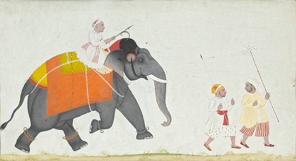 Appraisal: Two Indian miniature paintings Mewar Circa The first gilt and