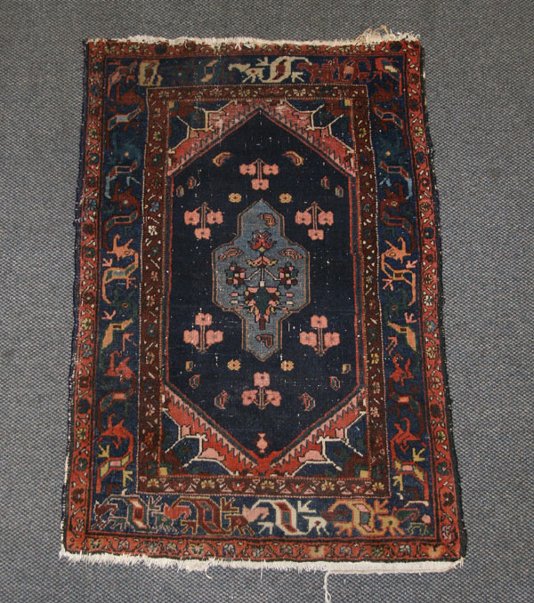 Appraisal: Two Hamadan rugs both have cobalt field first quarter th