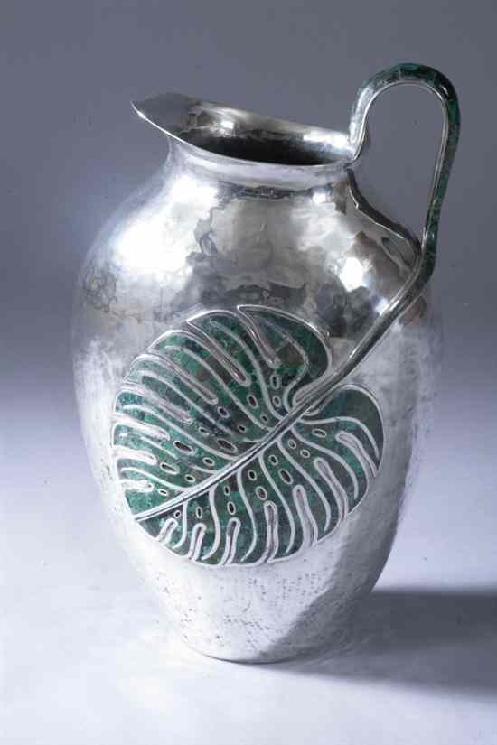 Appraisal: EMILIA CASTILLO SILVER PLATED AND ENAMELLED EWER Stamped TO- Emilia