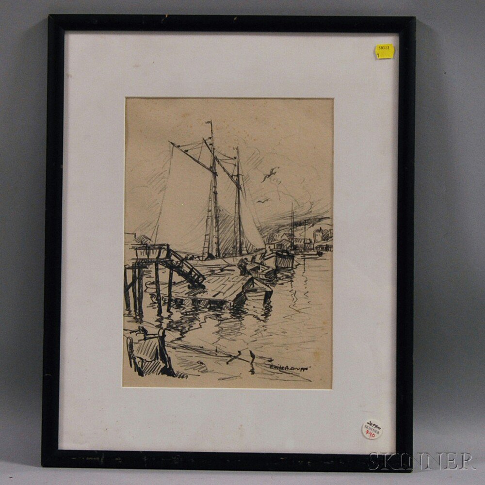 Appraisal: Emile Albert Grupp American - Gloucester Dock Signed Emile Albert