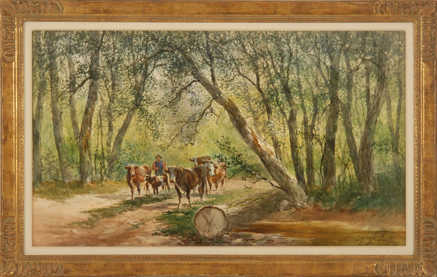 Appraisal: HUGO ANTON FISHERAmerican - A shepherd with cows walking through