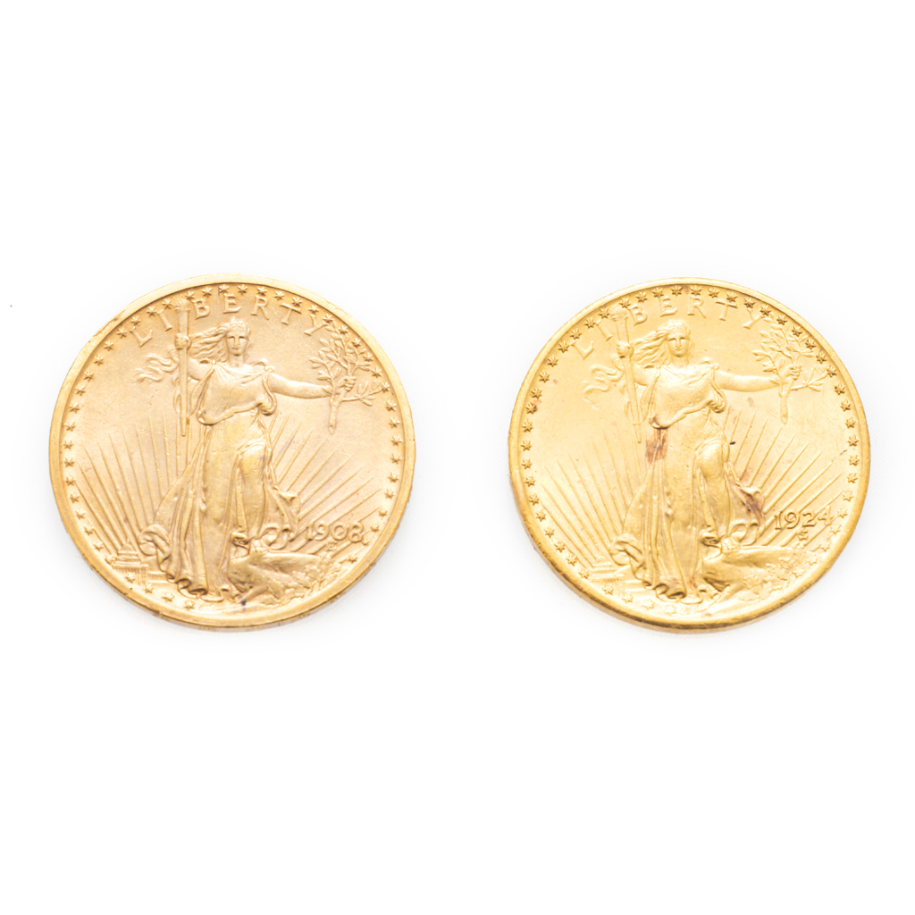 Appraisal: USA - Two gold coins St Gaudens St Gaudens Estimate