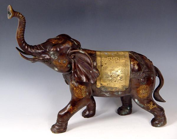 Appraisal: LARGE CONTEMPORARY CHINESE BRONZE ELEPHANT STATUARY ''h x ''