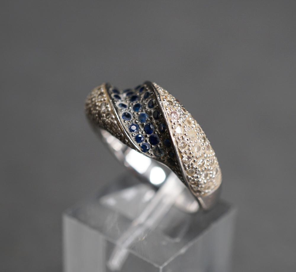 Appraisal: -KARAT WHITE-GOLD DIAMOND AND BLUE SAPPHIRE RING GROSS DWT SIZE