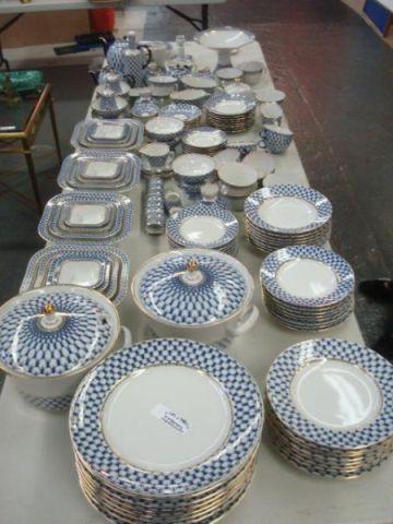 Appraisal: LOMONOSOV Russian Cobalt Net Porcelain A very large lot of