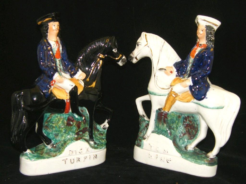 Appraisal: Pair of Victorian Staffordshire equestrian flatback figures of Dick Turpin