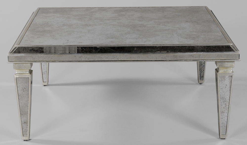 Appraisal: Silvered and Mirrored Low Table probably Italian modern silver-leaf decorated