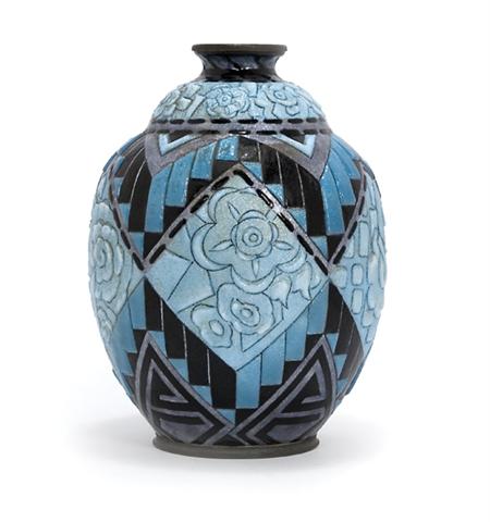 Appraisal: Camille Faure Limoges Enameled Metal Vase Estimate -