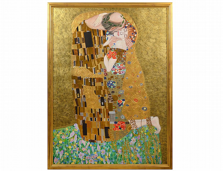 Appraisal: MICHAEL KOECHEL AUSTRIAN After Klimt The Kiss Signed dated inscribed