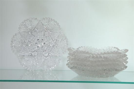 Appraisal: SIX FRY CUT GLASS PLATES All with cut star decoration