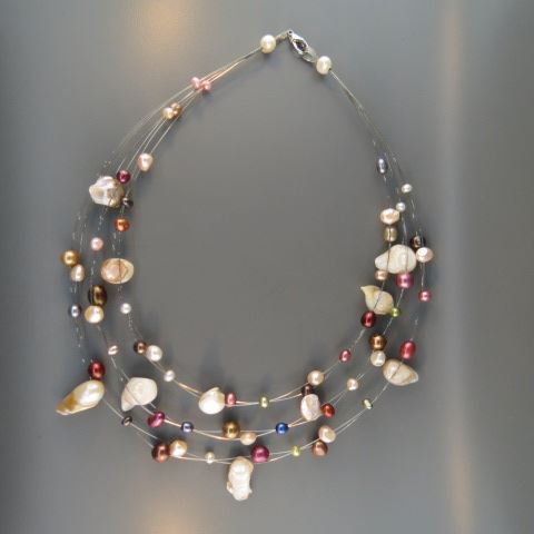 Appraisal: Pearl Necklace triple strand with various freshwater pearls stunning