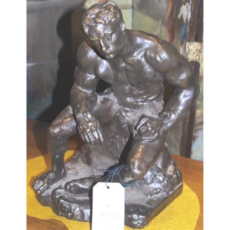 Appraisal: After Rodin Seated Male Nude Estimate nbsp nbsp nbsp -