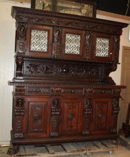 Appraisal: Italian Renaissance buffet in carved walnut with iron grills Late