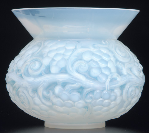 Appraisal: R LALIQUE Vase Fontainebleau opalescent with bluish patina c M