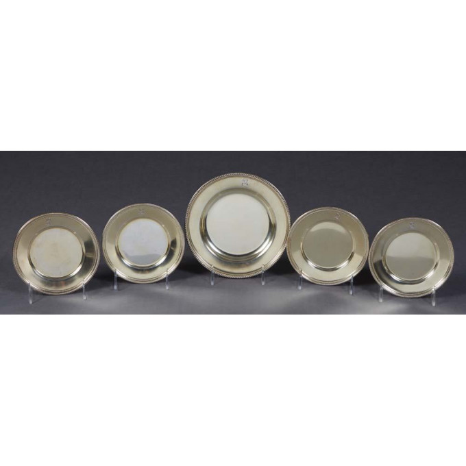 Appraisal: Set of French First Standard Silver Gilt Washed Bread Plates