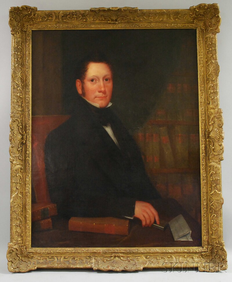 Appraisal: th Century American School Oil on Canvas Portrait of Thomas