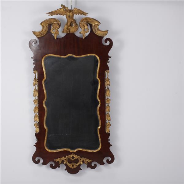 Appraisal: American Federal th Century Chippendale Giltwood Mirror with Hand-Carved Eagle