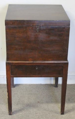 Appraisal: Antique Mahogany Cellarette or Bottle Box On original one drawer