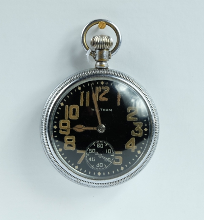 Appraisal: Military pocket watch with black dial marked to the back