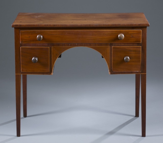 Appraisal: Hepplewhite-Style Writing Table Cherry with veneers One long drawer over