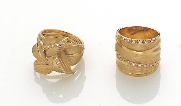 Appraisal: A collection of two diamond and k gold rings gross