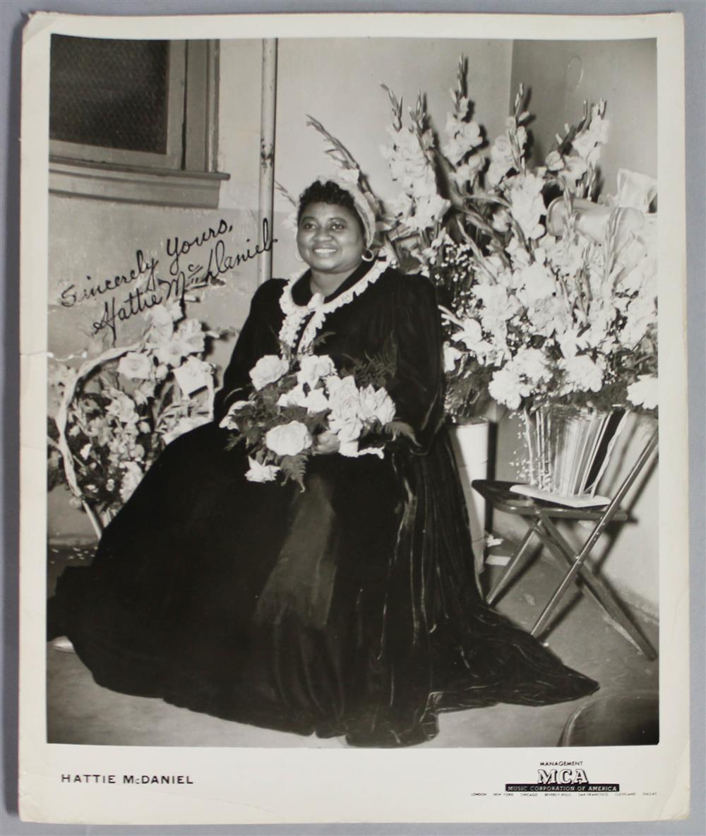 Appraisal: HATTIE MCDANIEL SIGNED BLACK AND WHITE PHOTOGRAPH a black and