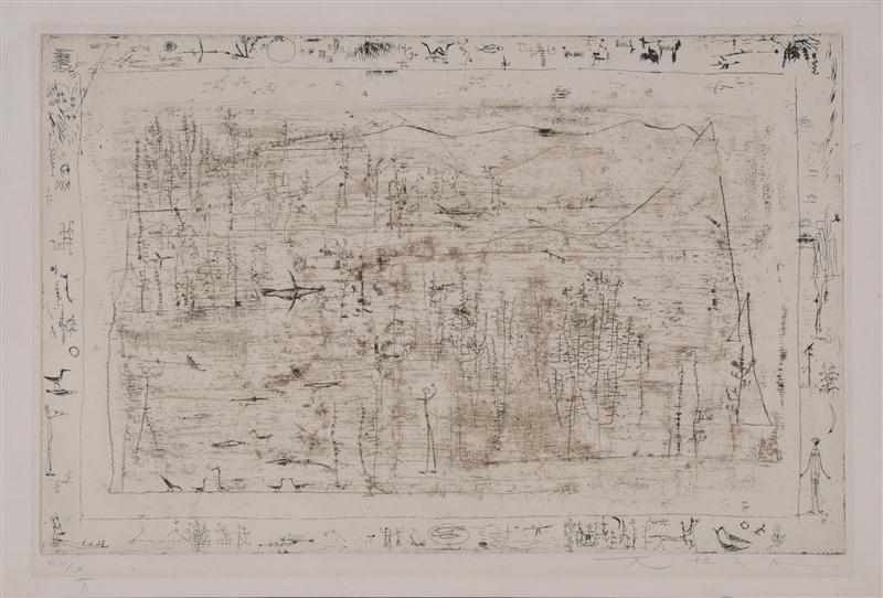 Appraisal: ZAO WOU-KI CHINESE b UNTITLED FIGURES IN A LANDSCAPE Etching