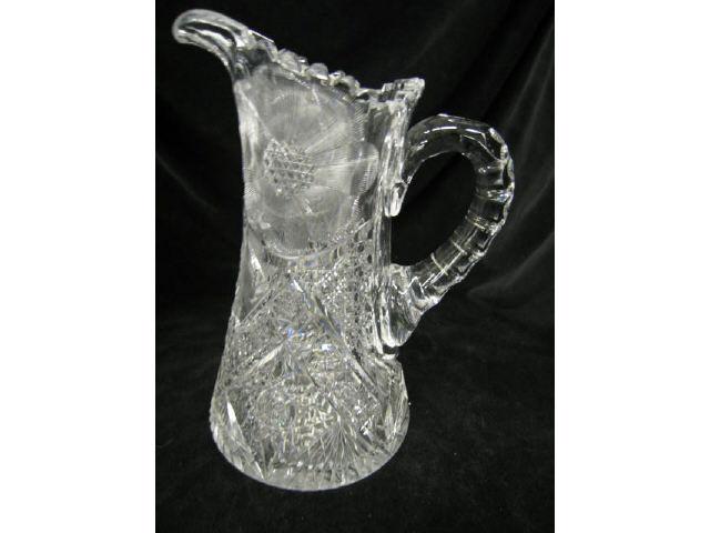 Appraisal: Brilliant Period Cut Glass Pitcher floral starbursts tall excellent